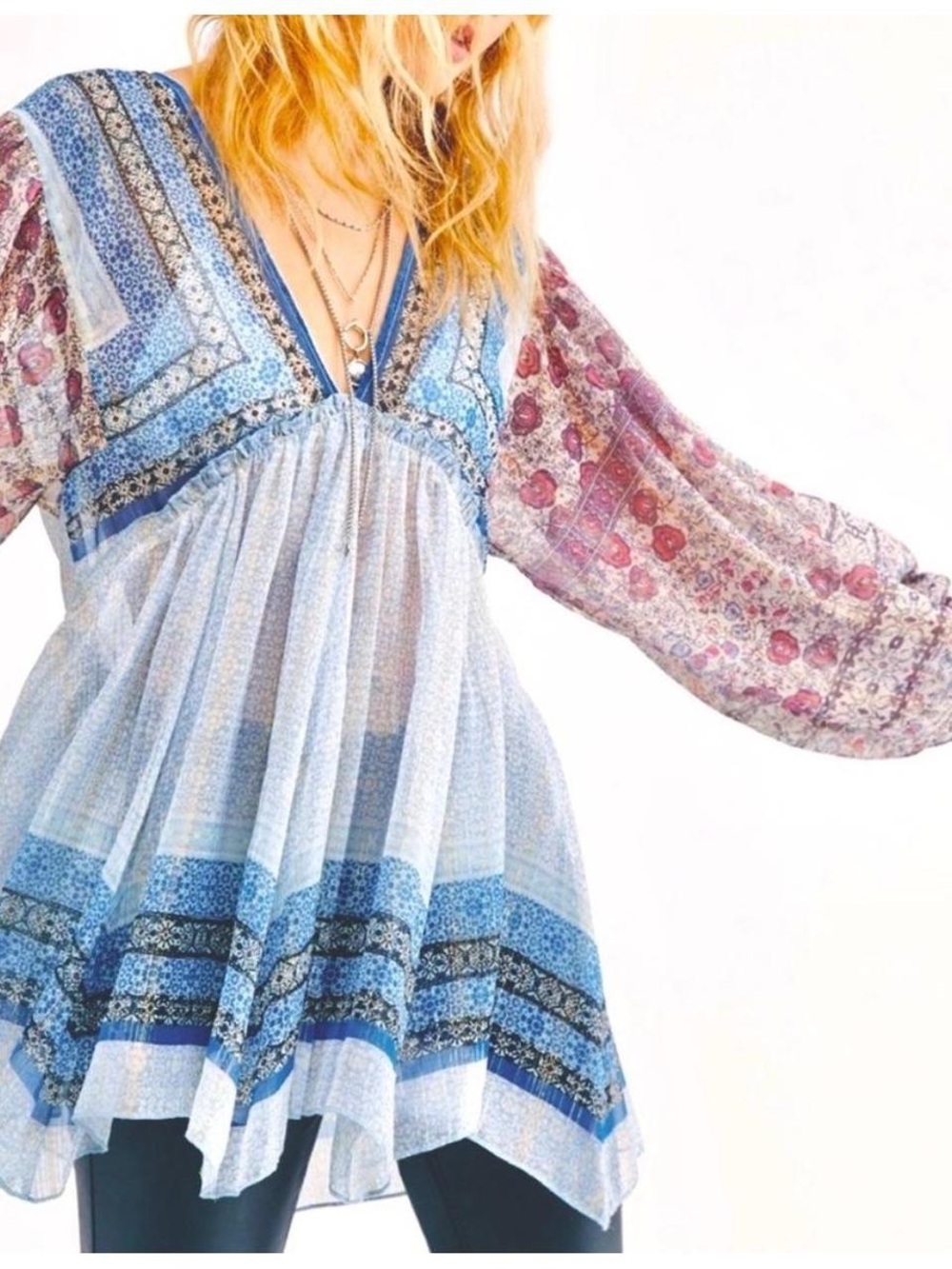 Free People Aaliyah Boho Chiffon Blouse